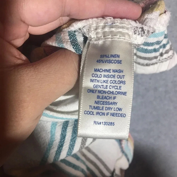 Womens Per Se Shorts Colorful Striped Linen Lagenlook Summer Boho Beachy Pastel - Picture 5 of 7